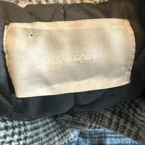 Oak + Fort Grey Black Plaid Wool Blend Jacket Button-Down Size Small Women's - Picture 10 of 12